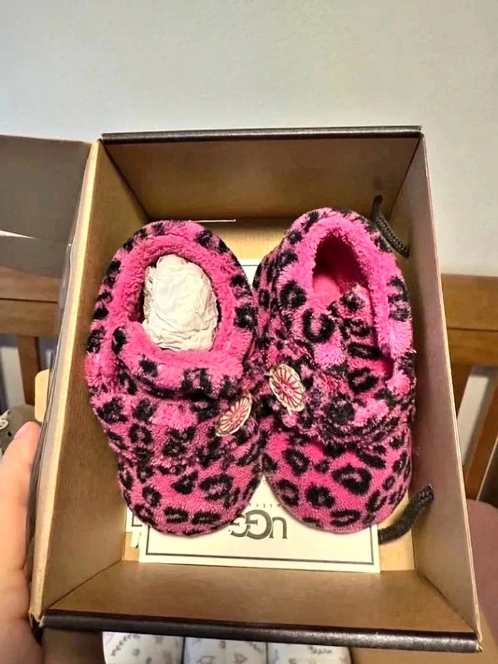 UGG Bixbee Leopard Infant Booties Pink & Black Baby 2/3